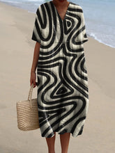Three-Dimensional Swirl Art Printed Women's Flowy Dress