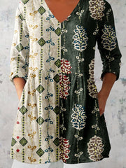 Women's Elegant Floral Motion V Neck Top
