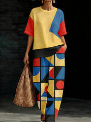Womens Waffle Texture Geometric Color Block Two Piece Set