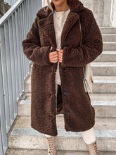 Women's Long Sleeve Lapel Plush Top Long Coat