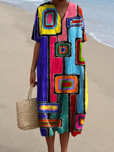 Women's Abstract Geometric Art Print Casual Flowy Dress