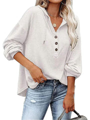 Loose V-neck Long-sleeved Sweatshirt Women's Sports Hooded Jacket