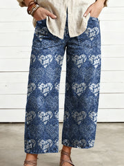 Women's Valentine's Day Heart Art Print Casual Trousers With Pockets