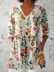 Women's Elegant Floral V neck Top