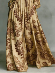 Women's Vintage Floral Art Elegant Romantic Casual Vacation Maxi Dress