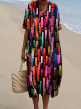Women's Abstract Geometric Art Print Casual Flowy Dress