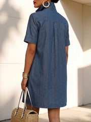 Casual Artistic Floral-print Denim Dress