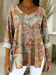 Women's Flowers Floral Patterns Art Casual Washed Denim Top