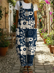 🔥Buy 2 Get 1 FREE – Code: 3FREE | Women's Floral Patchwork Art Print Casual Denim Jumpsuit