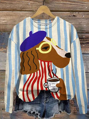 Funny Dog Art Print Casual Sweatshirt