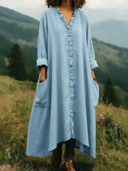 Vintage Lace V-neck Irregular Hem Dress