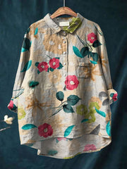 π₯ Linen Shirt Sale: Buy 2 Get 1 FREE β Code: 3FREE | Women's Flower Print Casual Cotton And Linen Shirt