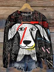 Funny Dog Art Print Casual Sweatshirt