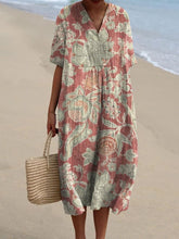 Women's Vintage Printed Pocket Cotton Dress