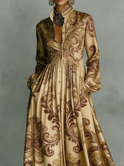 Women's Vintage Floral Art Elegant Romantic Casual Vacation Maxi Dress