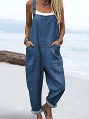Women's Vintage Floral Pattern Art Print Casual Wide Leg Jumpsuit