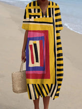 Abstract Painterly V-neck Resort Dress