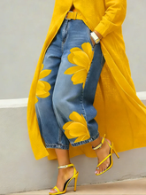 Vintage Artistic Print Relaxed Denim Jeans