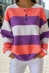 Women's Gradient Pattern Art Print Casual Waffle Sweatshirt RSWF1214