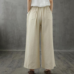 Retro wide leg pants women loose casual autumn wear 2026 new beige trousers