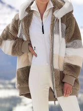 Autumn and Winter Loose Plush Multicolor Hooded Jacket