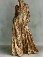 Women's Vintage Floral Art Elegant Romantic Casual Vacation Maxi Dress