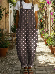 🔥Buy 2 Get 1 FREE – Code: 3FREE | Women's Dots Art Print Casual Denim Jumpsuit