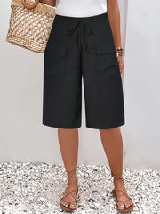 Women's Solid Color Casual Loose Stylish Pockets Shorts