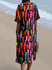 Women's Abstract Geometric Art Print Casual Flowy Dress
