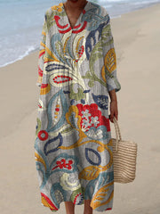 Women's Vintage Flower Art Print Dress