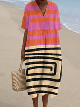 Abstract Painterly V-neck Resort Dress