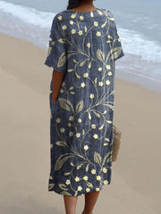 Women's Retro Floral Art Print Casual Flowy Dress