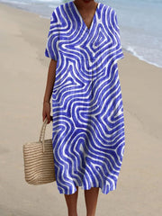 Women's Funk Blue Art Print Flowy Dress