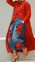 Vintage Artistic Print Relaxed Denim Jeans