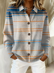 Women's Vintage Print Collared Sweater