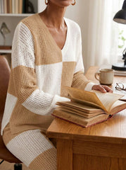 Womens Waffle Texture Checkerboard Two Piece Set