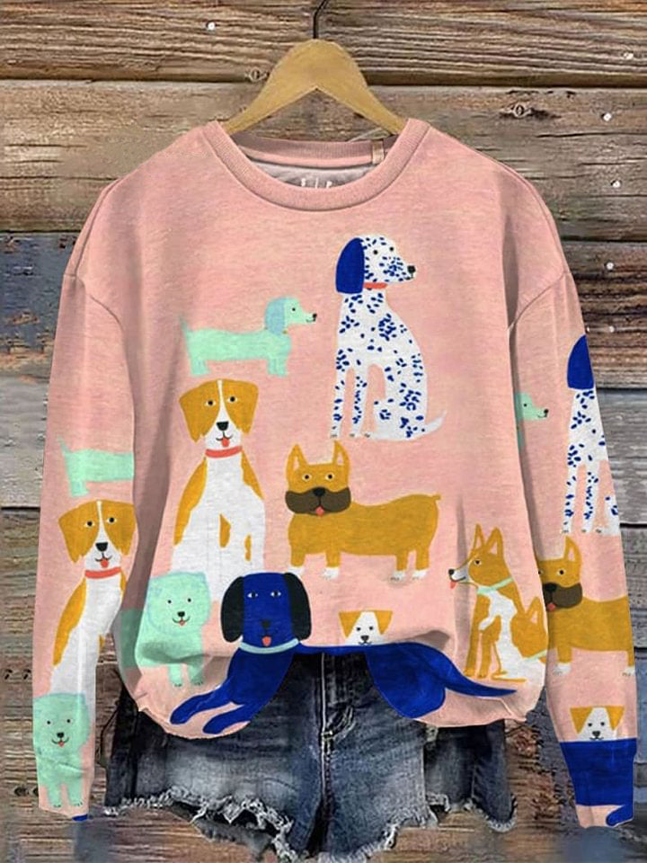 Funny Dog Art Print Casual  Sweatshirt