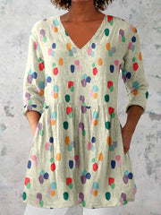 Women's Elegant Polka Dot V Neck  Top