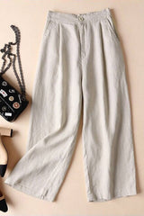 Women's Solid Color with Pockets Casual Straight Leg Pants