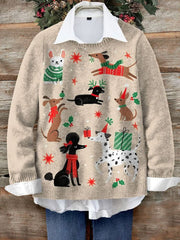 Cute Dog  Art Print Knit Pullover Sweater