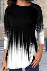 Gradient Color Asymmetrical Neck Long Sleeves Sweatshirt