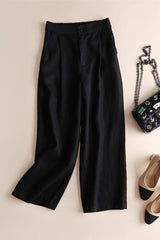 Women's Solid Color with Pockets Casual Straight Leg Pants