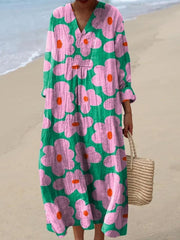 Women's Lovely Floral Art Print Flowy Dress