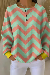 Women's Gradient Pattern Art Print Casual Waffle Sweatshirt RSWF1205