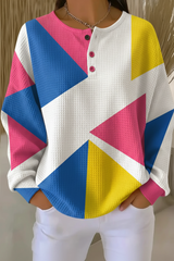 Women's Gradient Pattern Art Print Casual Waffle Sweatshirt RSWF1206