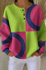 Women's Gradient Pattern Art Print Casual Waffle Sweatshirt RSWF1207