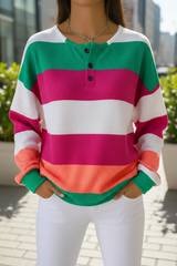 Women's Gradient Pattern Art Print Casual Waffle Sweatshirt RSWF1215