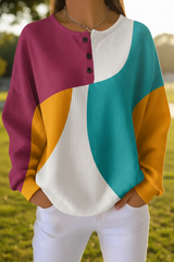 Women's Gradient Pattern Art Print Casual Waffle Sweatshirt RSWF1224