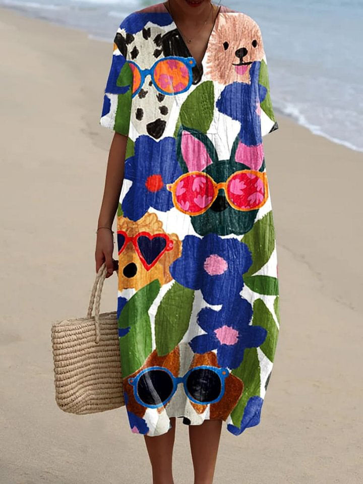 Women's  Dog  Art Print  Casual Dress