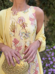 Summer Ocean — Coral Print Dress & Cardigan Two-piece Set